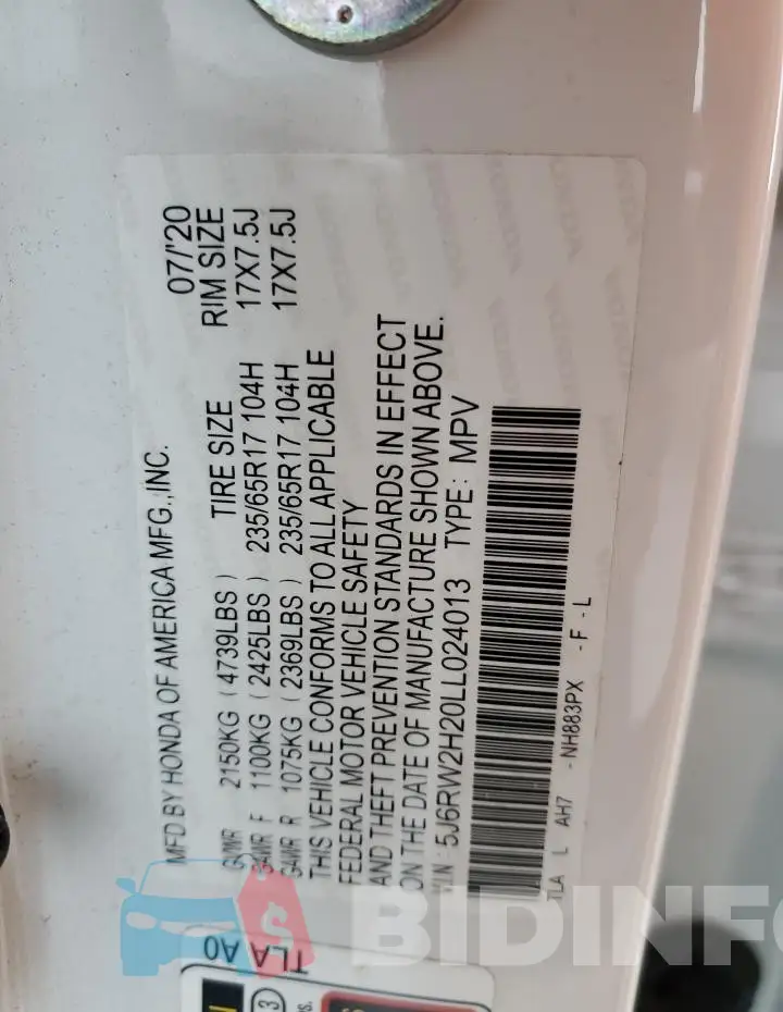 5J6RW2H20LL024013 Photo# 12