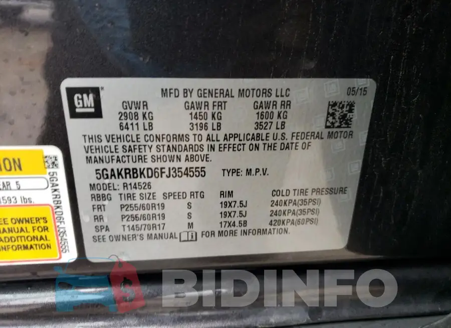 5GAKRBKD6FJ354555 Photo# 13