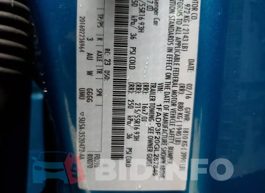 1FADP3F20GL287846 Photo# 13