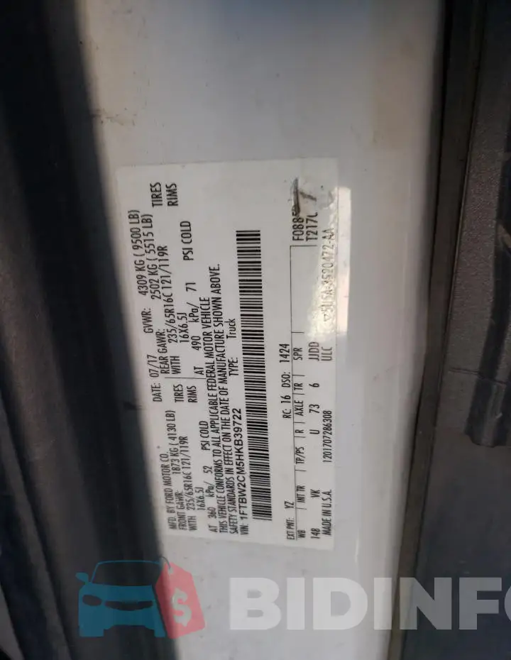 1FTBW2CM5HKB39722 Photo# 12