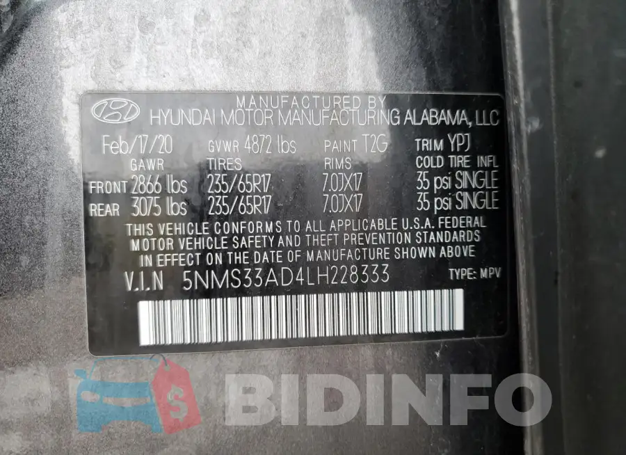 5NMS33AD4LH228333 Photo# 14