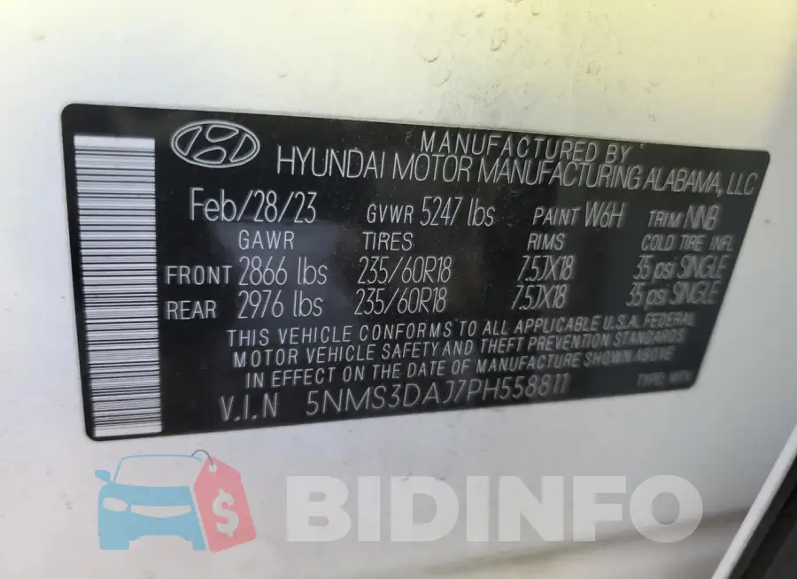 5NMS3DAJ7PH558811 Photo# 13