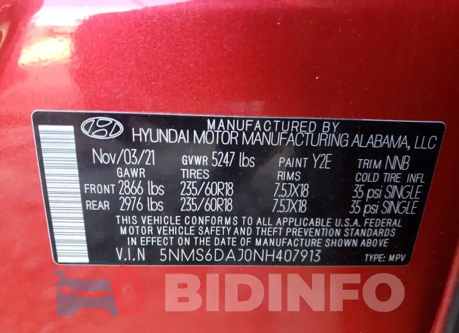5NMS6DAJ0NH407913 Photo# 13