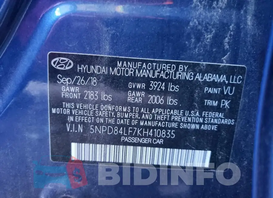 5NPD84LF7KH410835 Photo# 12