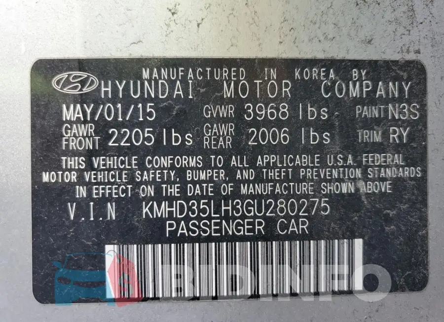 KMHD35LH3GU280275 Photo# 12