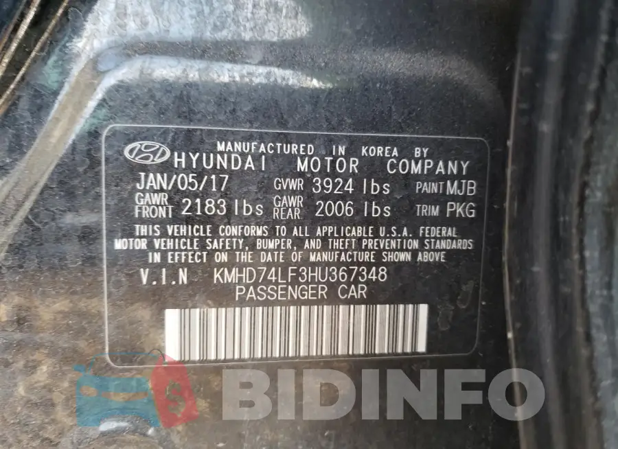 KMHD74LF3HU367348 Photo# 12