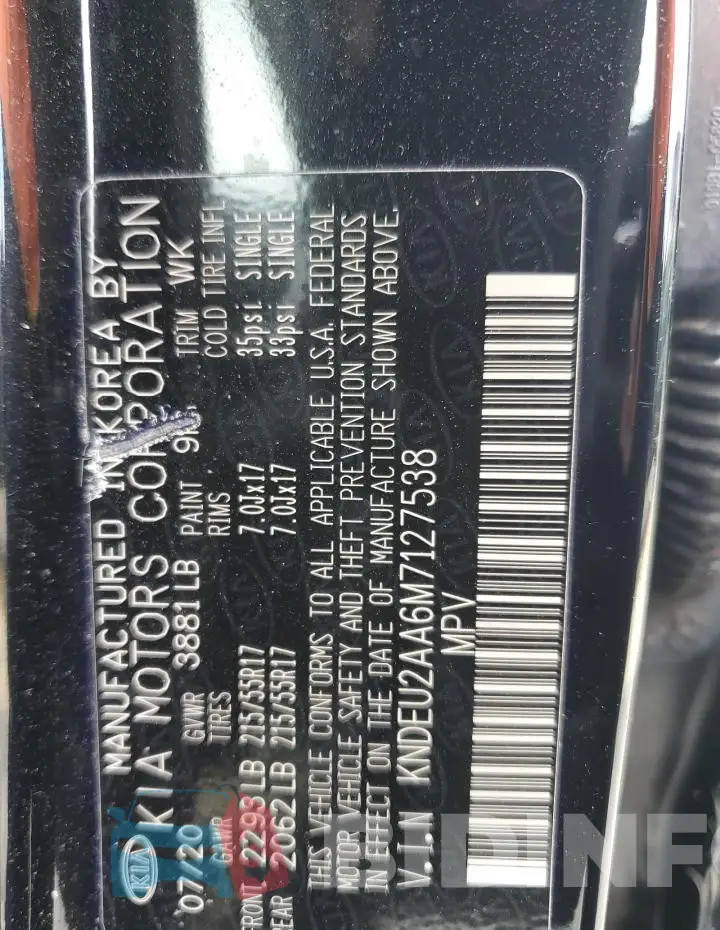 KNDEU2AA6M7127538 Photo# 14