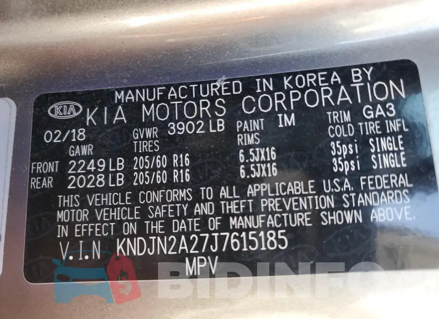 KNDJN2A27J7615185 Photo# 12