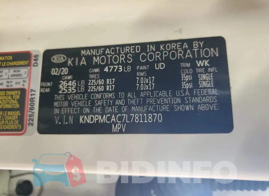 KNDPMCAC7L7811870 Photo# 12