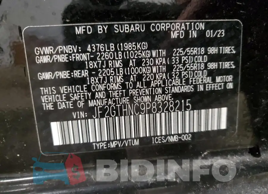 JF2GTHNC9P8328215 Photo# 13