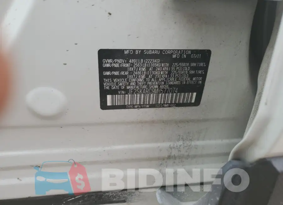 JF2SKARC9MH577074 Photo# 14