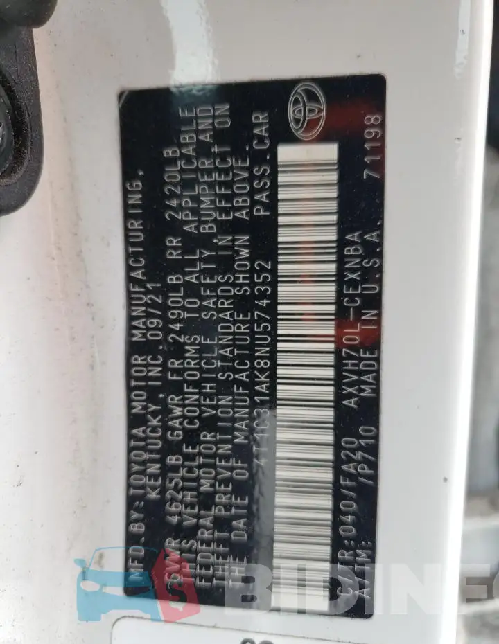 4T1C31AK8NU574352 Photo# 12