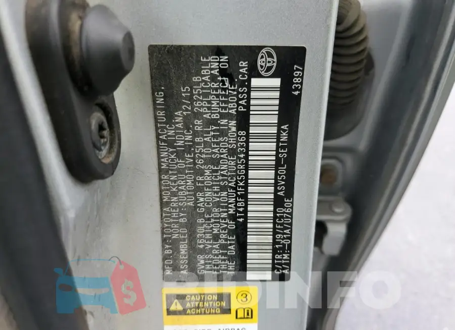 4T4BF1FK5GR543368 Photo# 12