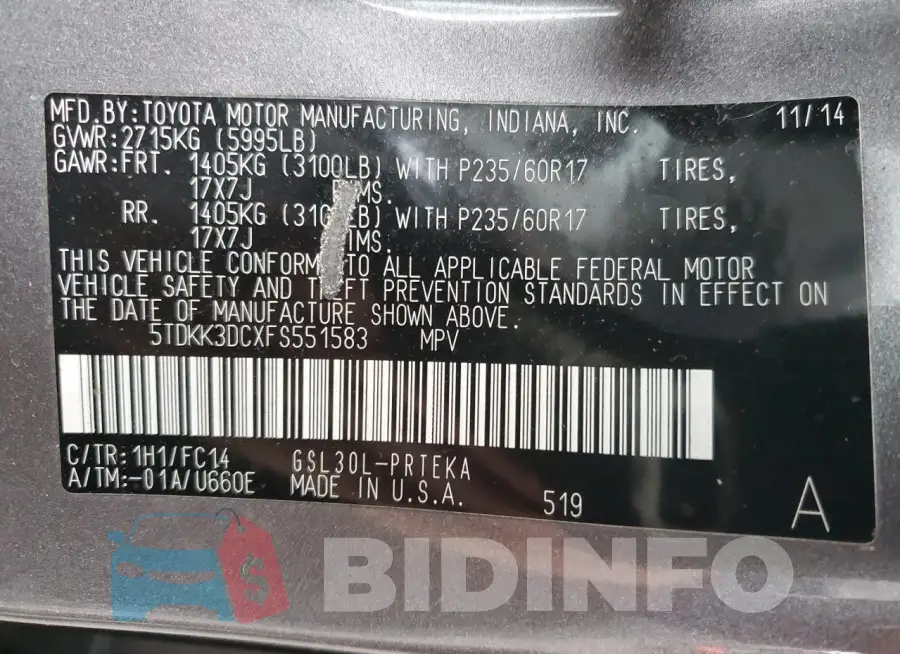 5TDKK3DCXFS551583 Photo# 12