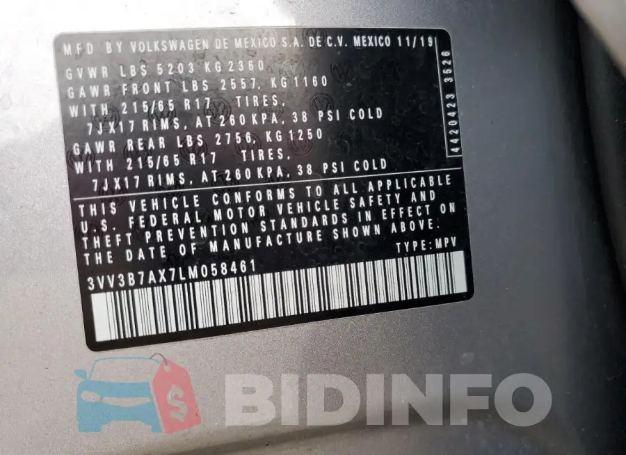 3VV3B7AX7LM058461 Photo# 12