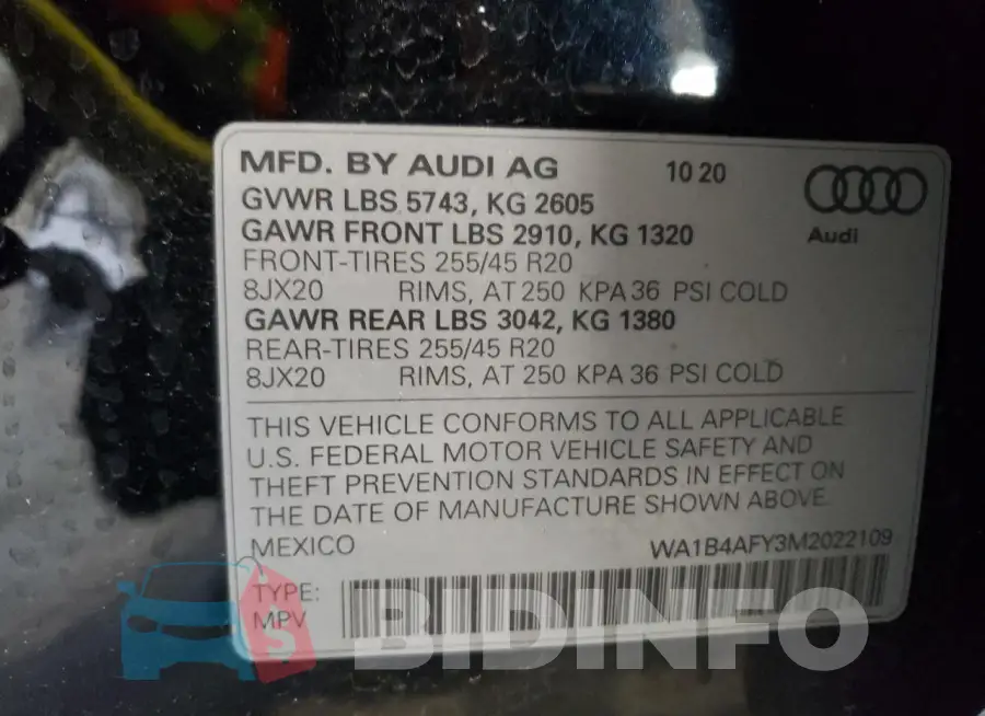 WA1B4AFY3M2022109 Photo# 13