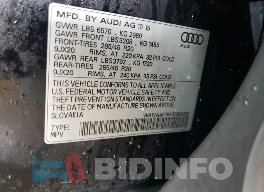 WA1VAAF78HD002462 Photo# 12