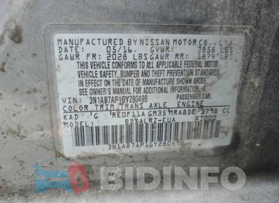 3N1AB7AP1GY280498 Photo# 12