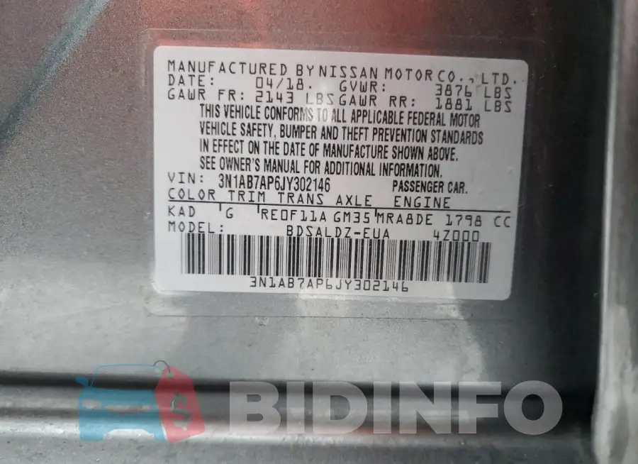 3N1AB7AP6JY302146 Photo# 12