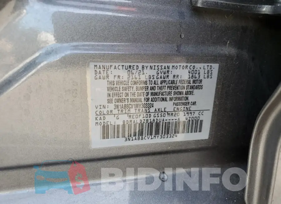 3N1AB8CV1MY303324 Photo# 12