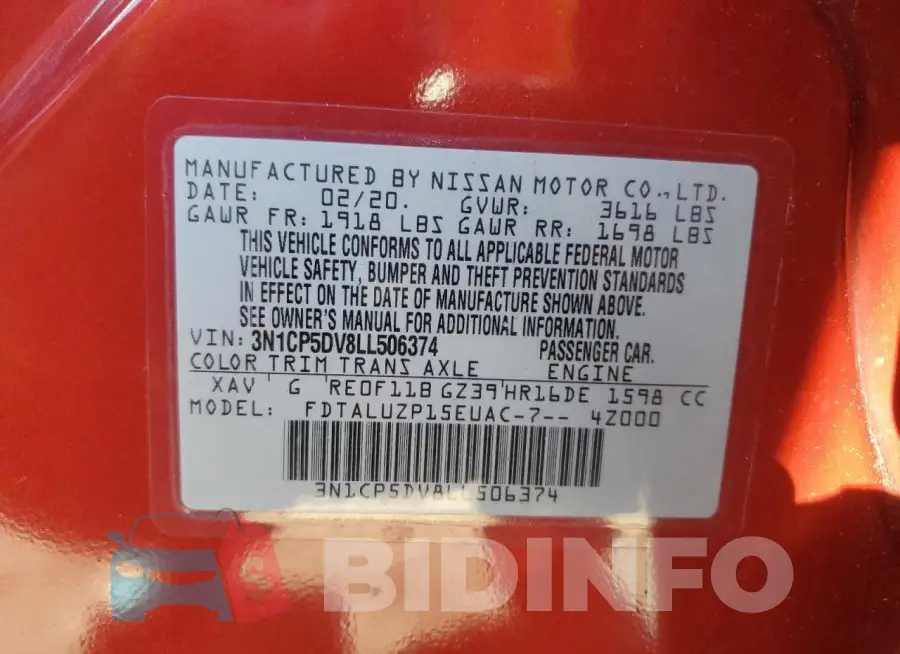 3N1CP5DV8LL506374 Photo# 12