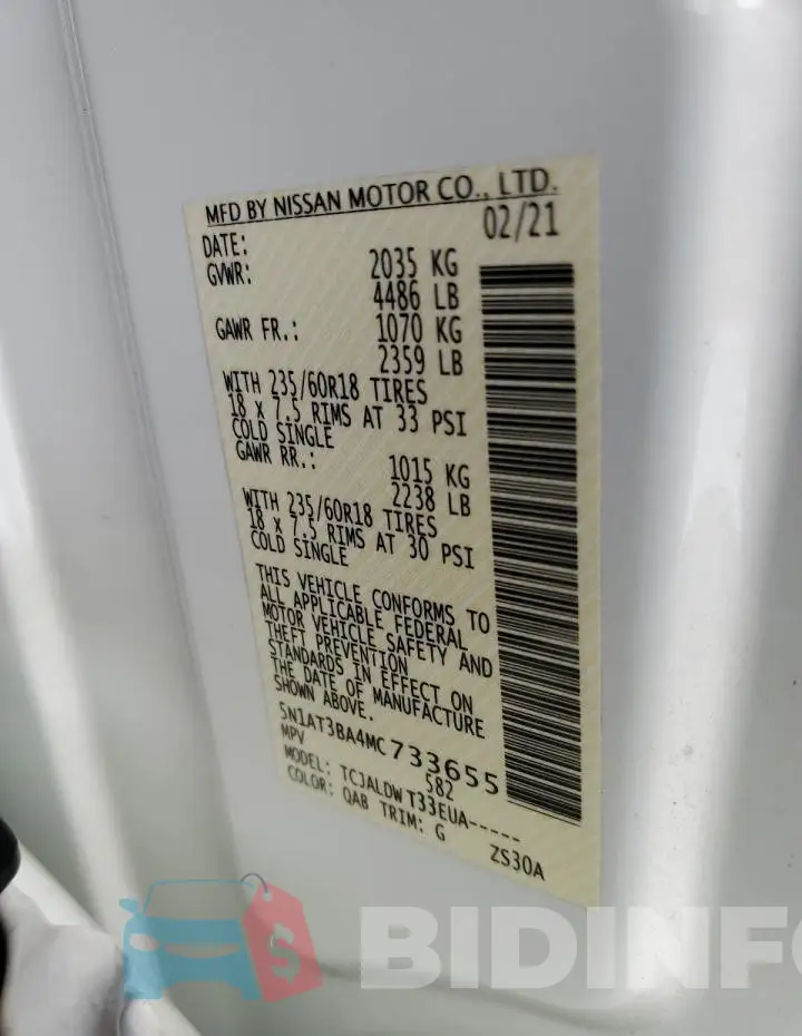 5N1AT3BA4MC733655 Photo# 13