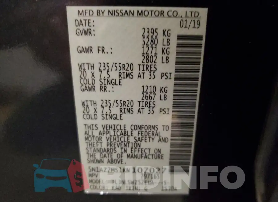 5N1AZ2MS1KN107027 Photo# 12