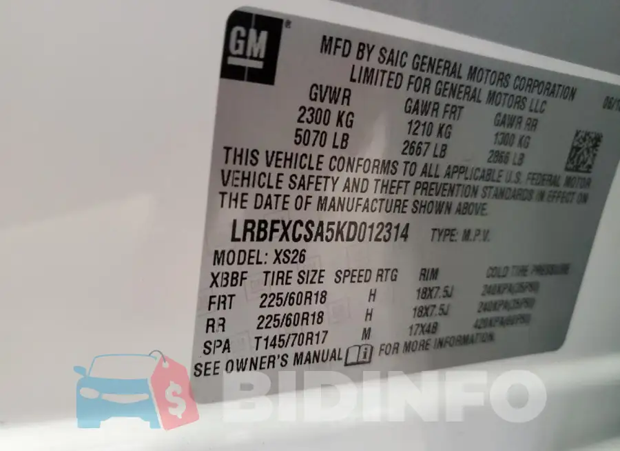 LRBFXCSA5KD012314 Photo# 12