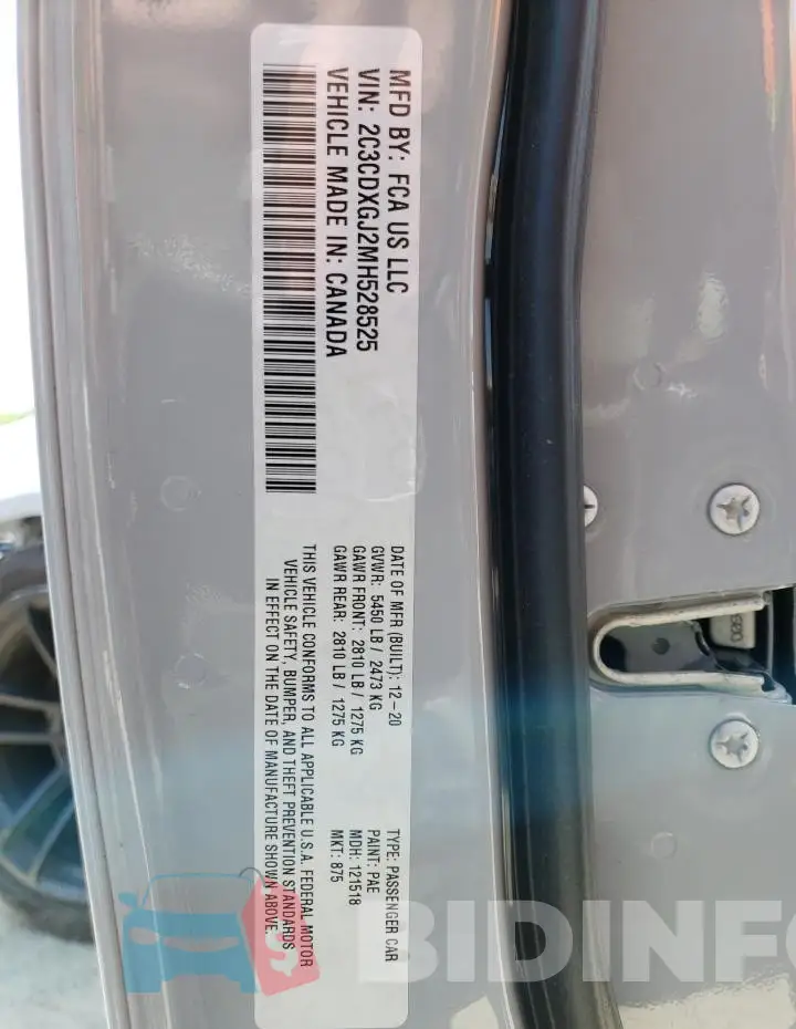 2C3CDXGJ2MH528525 Photo# 12