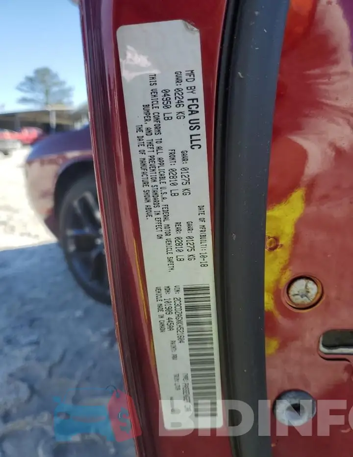 2C3CDZAGXKH521604 Photo# 12