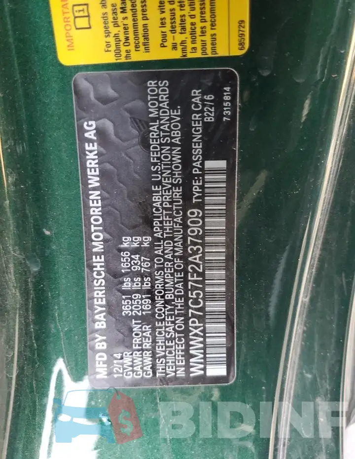 WMWXP7C57F2A37909 Photo# 12