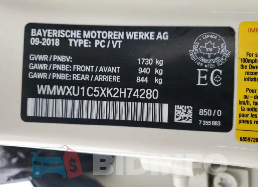 WMWXU1C5XK2H74280 Photo# 12