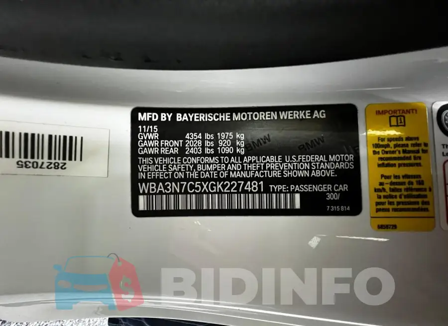 WBA3N7C5XGK227481 Photo# 10