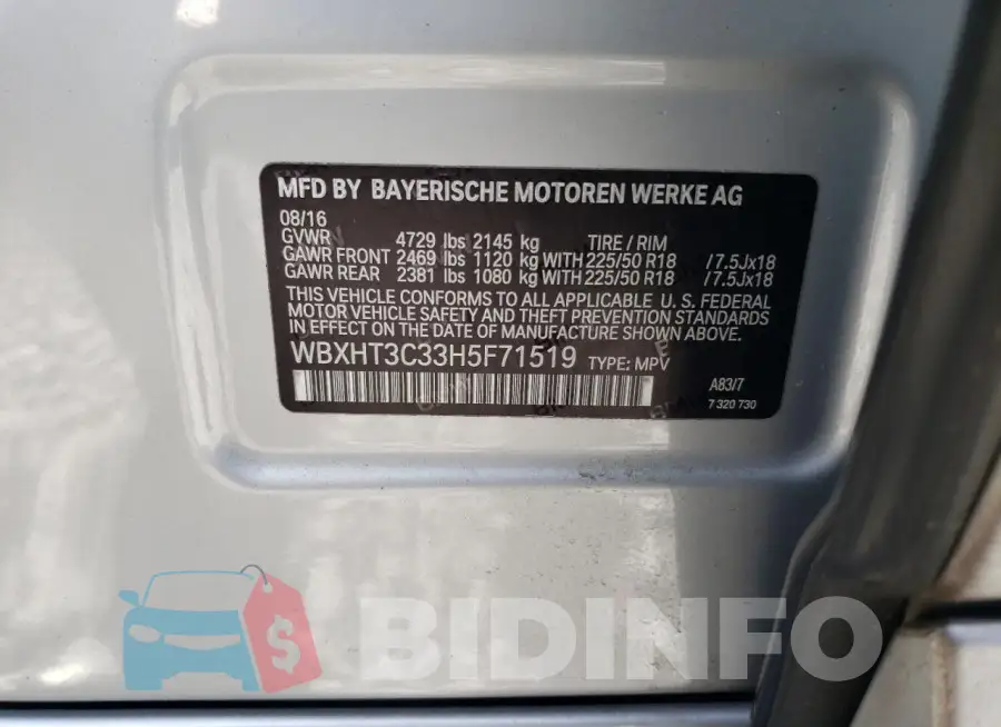 WBXHT3C33H5F71519 Photo# 13