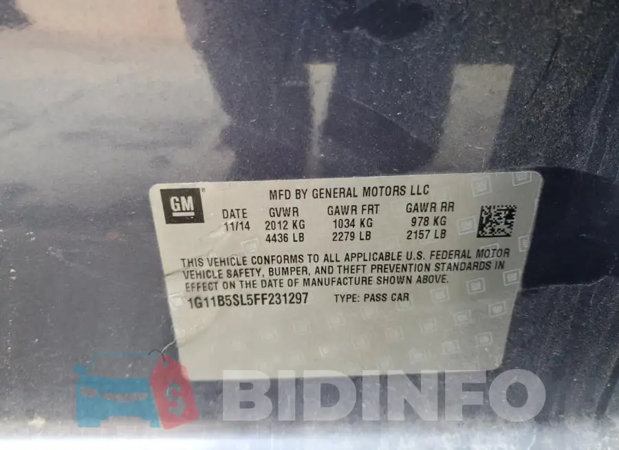 1G11B5SL5FF231297 Photo# 12