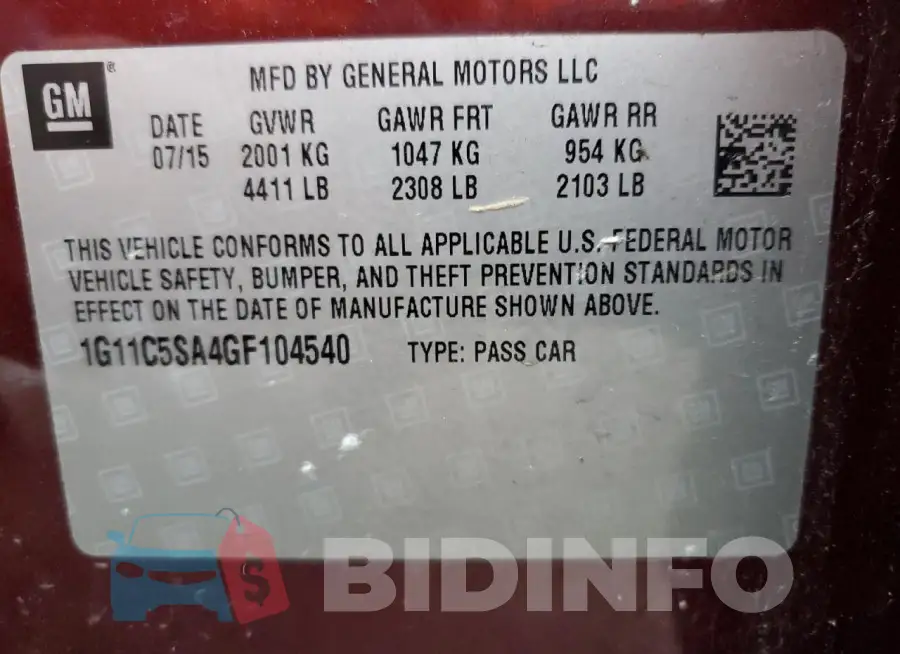 1G11C5SA4GF104540 Photo# 12