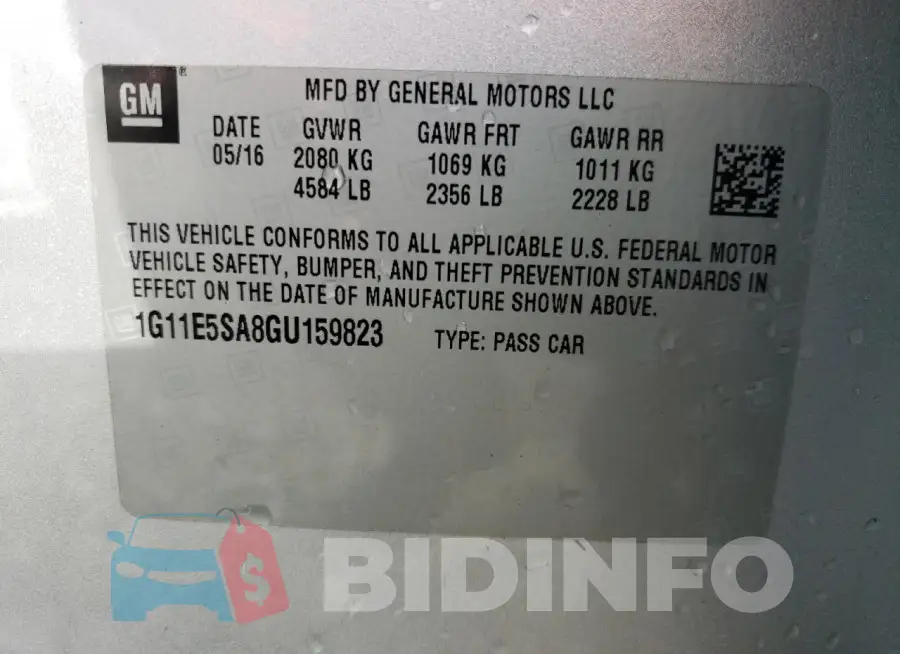 1G11E5SA8GU159823 Photo# 12