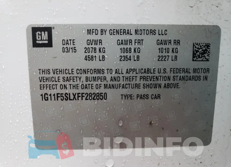 1G11F5SLXFF282850 Photo# 12