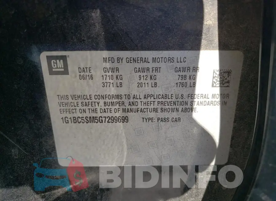 1G1BC5SM5G7299699 Photo# 13