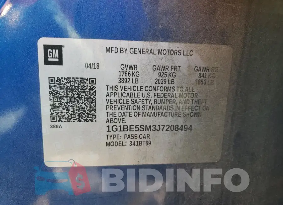 1G1BE5SM3J7208494 Photo# 12