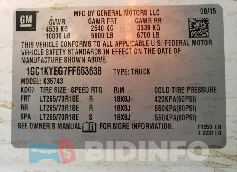 1GC1KYEG7FF663638 Photo# 12