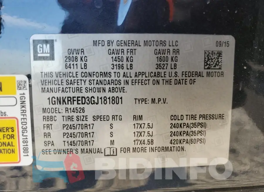 1GNKRFED3GJ181801 Photo# 13