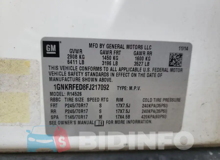 1GNKRFED8FJ217092 Photo# 13