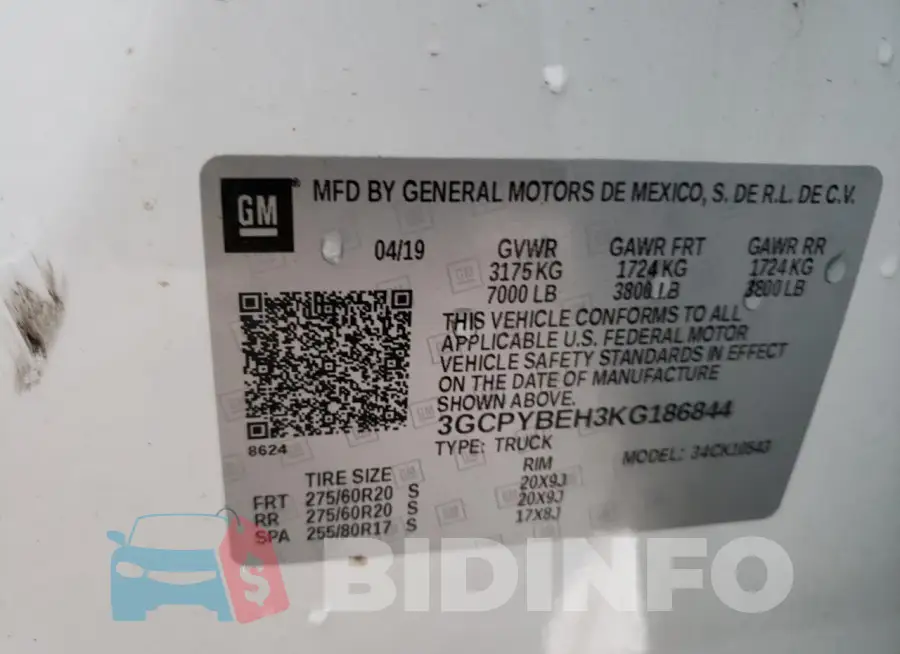 3GCPYBEH3KG186844 Photo# 12
