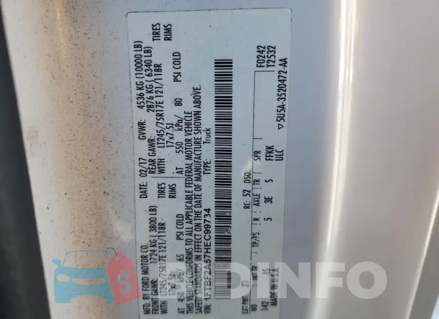 1FTBF2A67HEC99734 Photo# 12