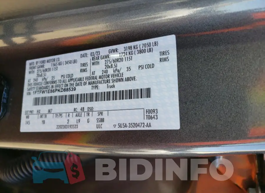 1FTFW1E86PKD88539 Photo# 12