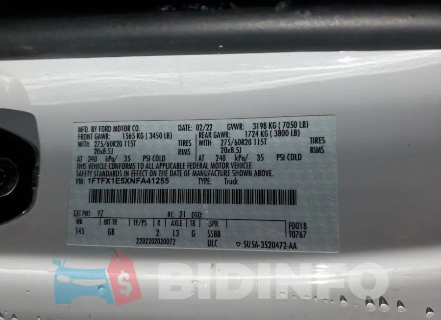 1FTFX1E5XNFA41255 Photo# 13