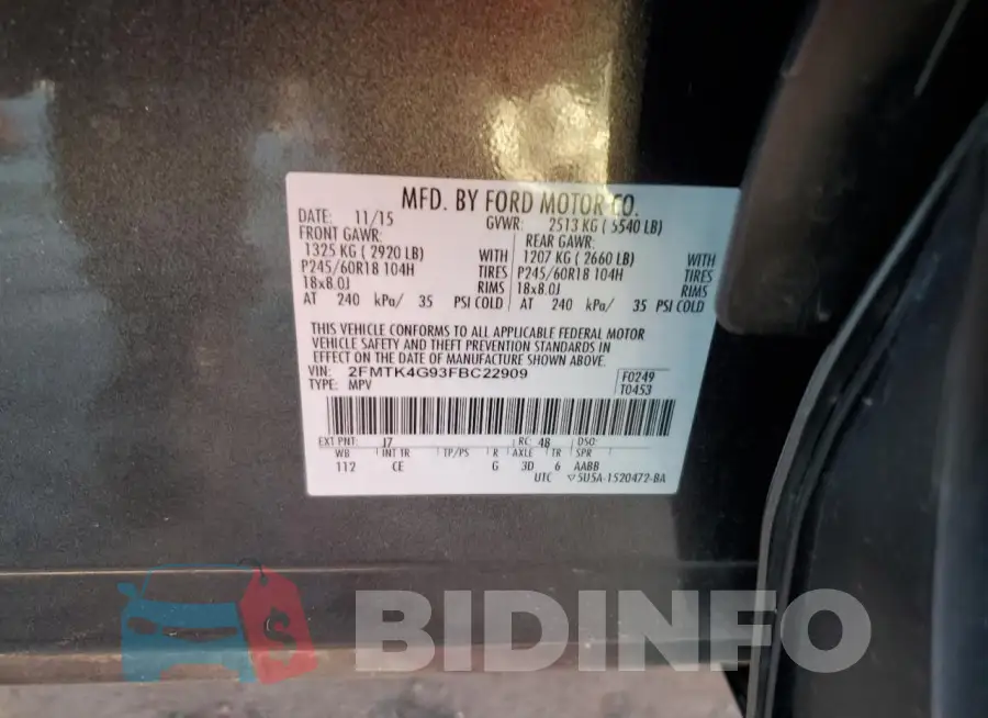 2FMTK4G93FBC22909 Photo# 12