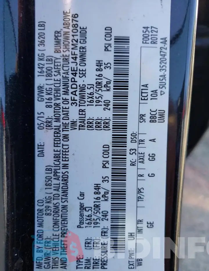 3FADP4EJ4FM210876 Photo# 13