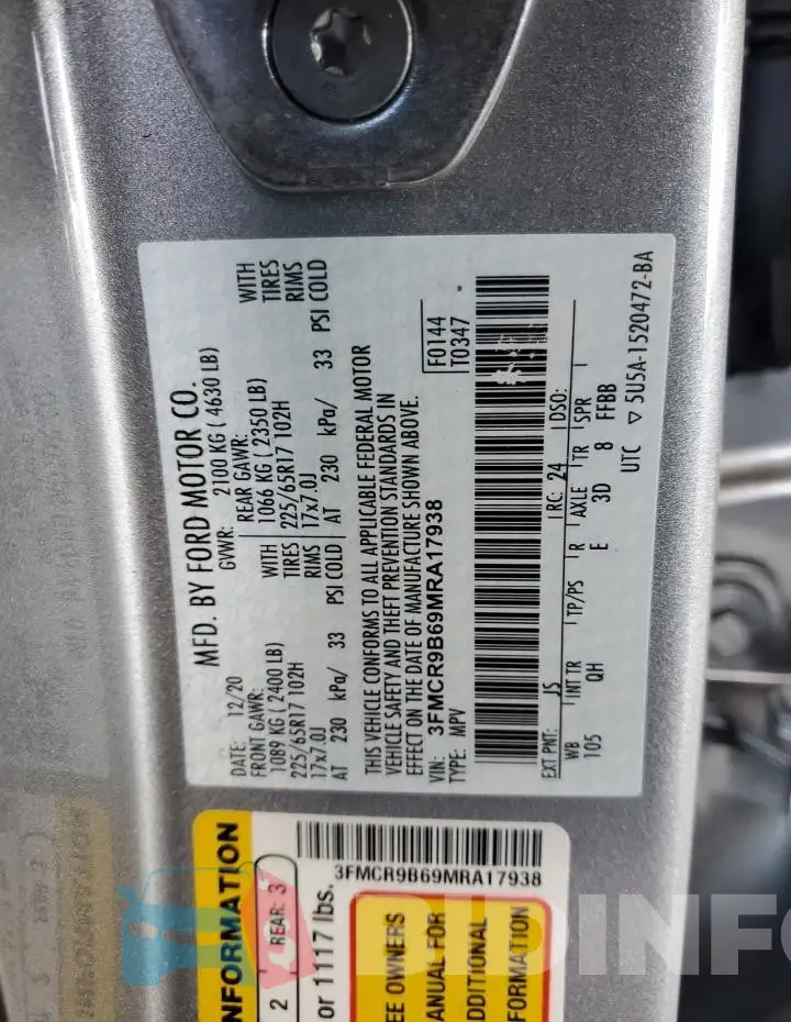 3FMCR9B69MRA17938 Photo# 12